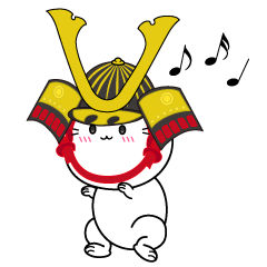 踊る小ちゃな戦国時代の武士猫