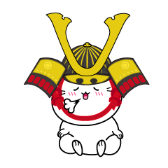 リラックスする小ちゃな戦国時代の武士猫