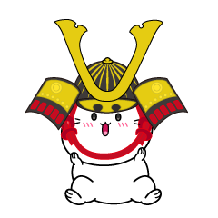 驚く小ちゃな戦国時代の武士猫