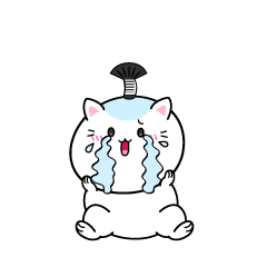 大泣きする小ちゃな侍のお殿様の猫