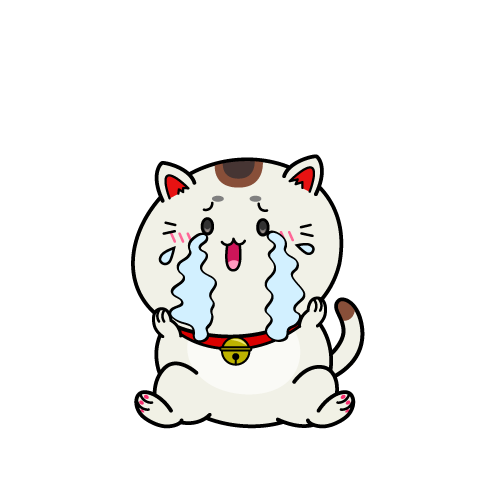 大泣きする小ちゃな招き猫