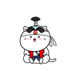 笑う小ちゃな猫の桃太郎