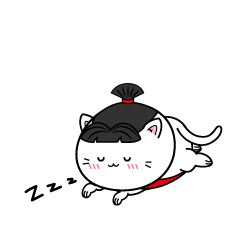 眠る小ちゃな猫の金太郎