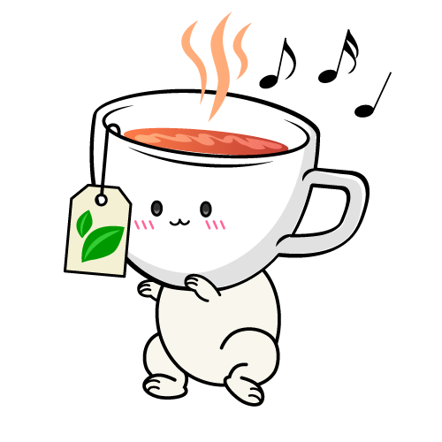 踊る小ちゃな紅茶のティーカップ