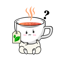 考える小ちゃな紅茶のティーカップ