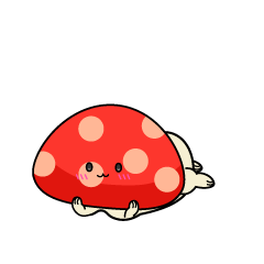 じっと見る小ちゃな赤いキノコ