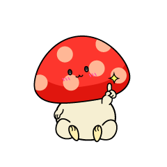 指差しする小ちゃな赤いキノコ