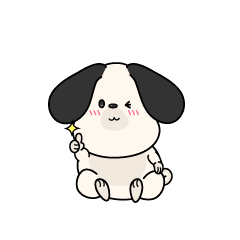 いいねする小ちゃな垂れ耳の白い犬