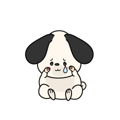 悲しい小ちゃな垂れ耳の白い犬