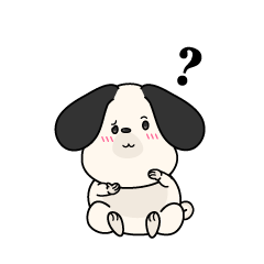 考える小ちゃな垂れ耳の白い犬