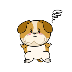 困る小ちゃなブルドッグ犬