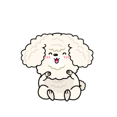 笑顔の小ちゃな白いトイプードル