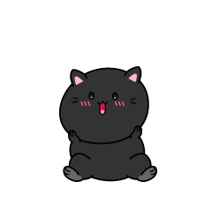 驚く小ちゃな黒猫