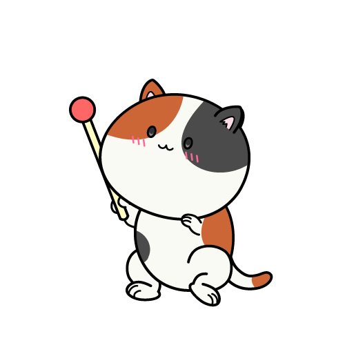 説明する小ちゃな三毛猫