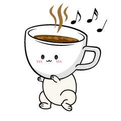 踊る小ちゃなカップコーヒー