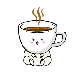 笑う小ちゃなカップコーヒー