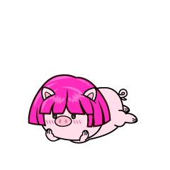 じっと見る小ちゃなブタダンサー（Risa）