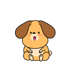 笑う小ちゃな垂れ耳の犬