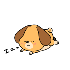 眠る小ちゃな垂れ耳の犬