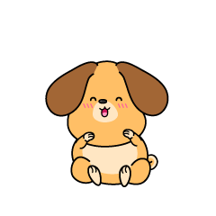 笑顔の小ちゃな垂れ耳の犬