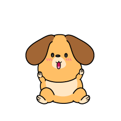 驚く小ちゃな垂れ耳の犬