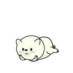 じっと見る小ちゃなシロクマ