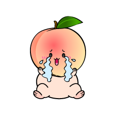大泣きする小ちゃな桃